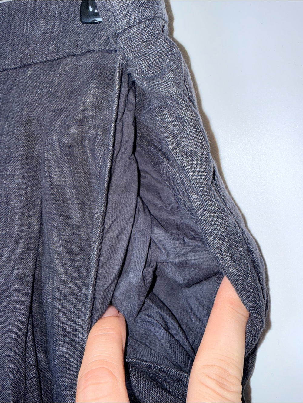 Eileen Fisher Small Organic Linen Pleated Wide Leg Pants Charcoal Quiet Luxury - Picture 7 of 16